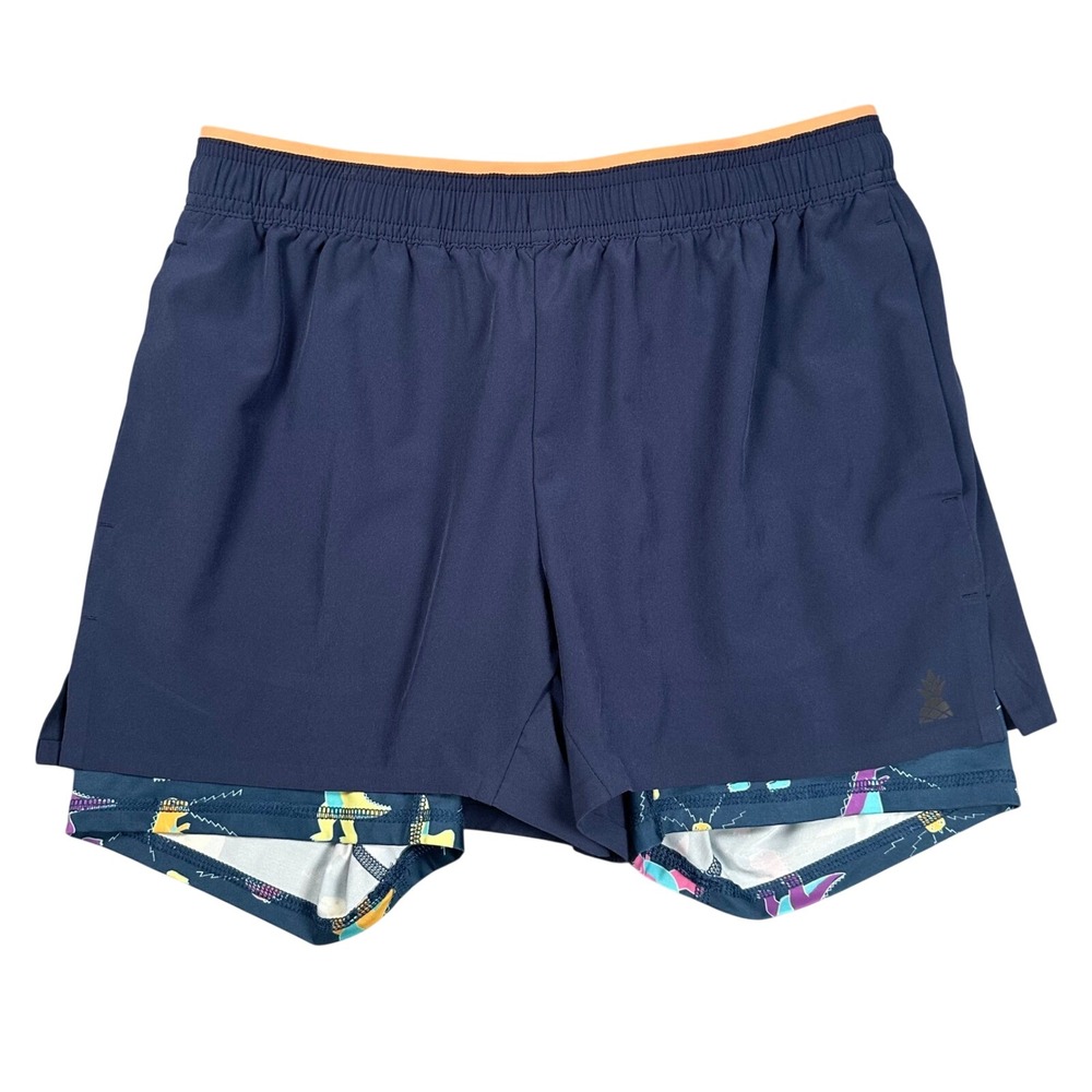 Chubbies Ultimate Training Shorts Men Medium Navy Dinosaur 5"